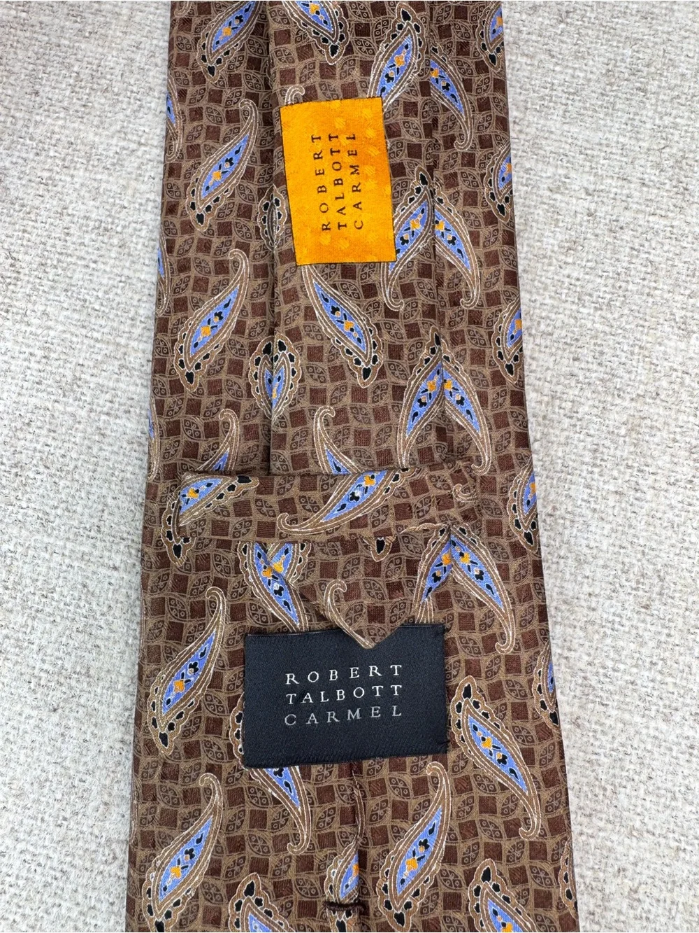Robert Talbott Carmel‎ Best of Class Silk Tie hand-sewn paisley brown and blue
